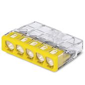 Клемма для распределительных коробок на 5 проводников 0,5-2,5 мм2 медь-алюминий с пастой желтый 2273-245 WAGO