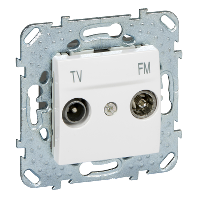 Розетка ТV+FM телевизионная+радио Unica скрытой установки проходная механизм с накладкой белый MGU5.453.18ZD Schneider Electric