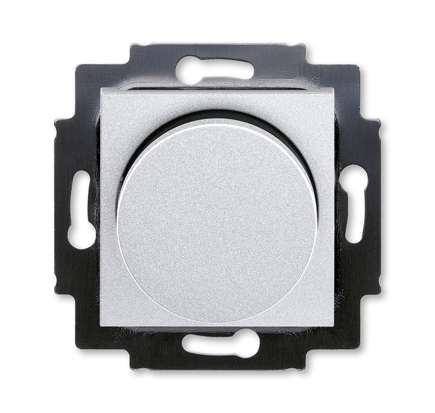 Светорегулятор (диммер) LEVIT скрытой установки поворотно-нажимной 60-600Вт R серебро / дымчатый чёрный 2CHH942247A6070 ABB (1м)