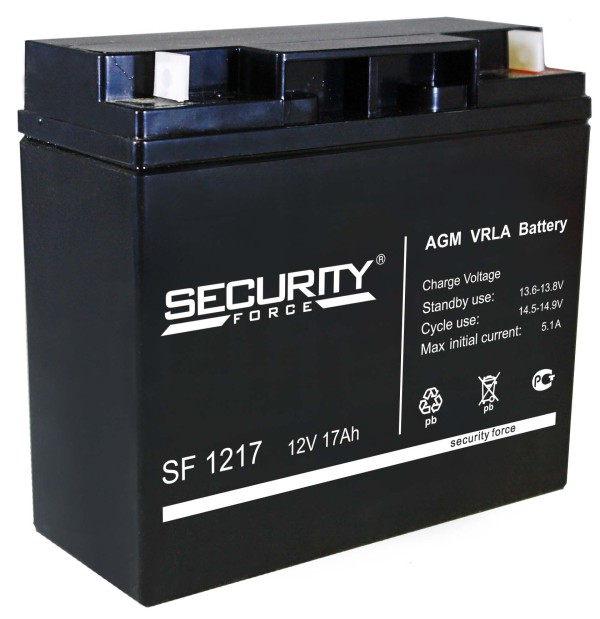 Аккумулятор свинцово-кислотный (аккумуляторная батарея)  12 В 17 А/ч SF 1217 Security Force