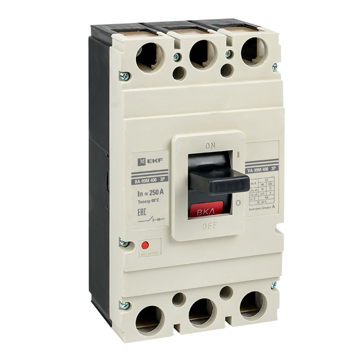 Выключатель автоматический 250А 3П трехполюсный ВА-99М 400/250А 3P 42кА IP30 mccb99-400-250m EKF (1м)