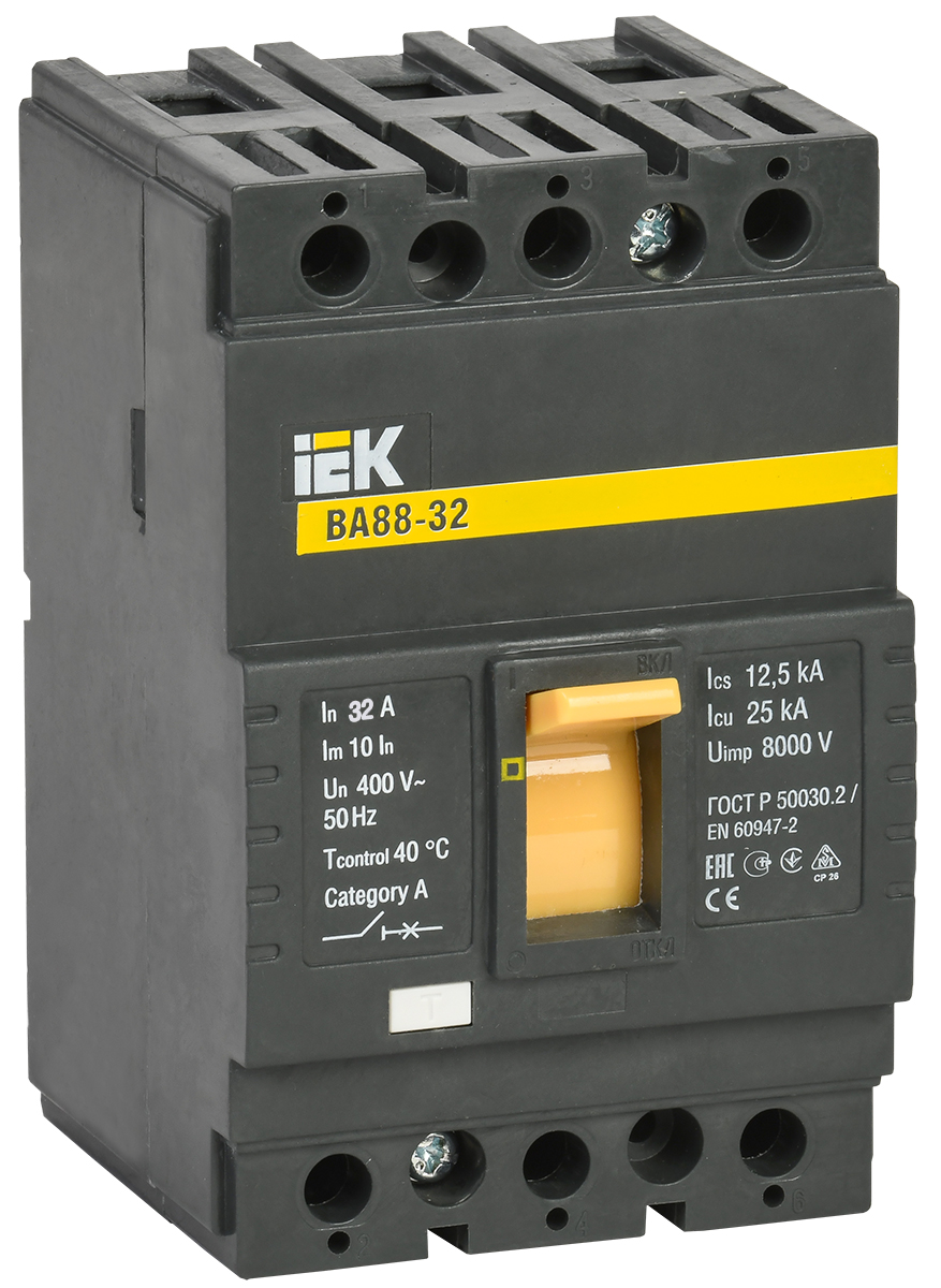 Выключатель автоматический 32А 3П трехполюсный 25kA ВА88-32 SVA10-3-0032 IEK (1м)