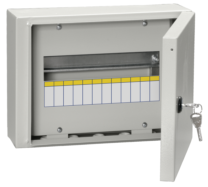 Щит монтажный распределительный ЩРн-12-з  0 У2 IP54 с замком 240х330х120 (ВхШхГ) IEK MKM11-N-12-54-Z