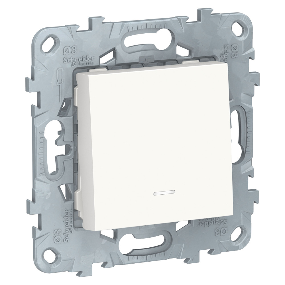 Выключатель одноклавишный Unica New скрытой установки 10А с подсветкой схема 1а механизм белый NU520118N Schneider Electric (1м)