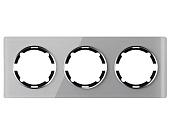 Рамка для розеток и выключателей горизонтальная стеклянная тройная, цвет серый 2E52301302 OneKeyElectro