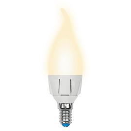 Лампа светодиодная 6 Вт E14 CW37 3000К 600Лм матовая свеча на ветру Palazzo DIM ( LED-CW37-6W/WW/E14/FR/DIM PLP01WH ) UL-00000691 Uniel