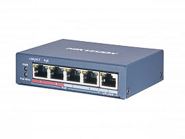 Коммутатор неуправляемый (100M на порт, PoE) 4-портовый DS-3E0105P-E(B) HikVision