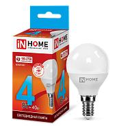 Лампа светодиодная 4 Вт E14 G45 230В 4000К 360Лм LED-ШАР-VC 4690612030531 IN HOME