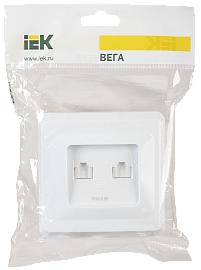 Розетка двухместная RJ45+RJ45 компьютерная РК10-2-ВБ  Cat5e белый ВЕГА (EKV25-K01-DM) IEK