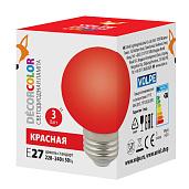 Лампа светодиодная 3 Вт E27 матовая 220В шар LED-G60-3W/RED/E27/FR/С "шар" цвет красный UL-00006959 Volpe