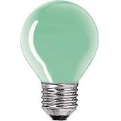 Лампа накаливания шар 15Вт Е27 зеленая P-45 230В lustre green Philips