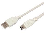 Кабель mini USB (male) штекер-USB-A (male) штекер, длина 1,8 метра, белый (PE пакет) REXANT 18-1134