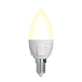 Лампа светодиодная 7 Вт E14 C37 3000К 600Лм матовая 175-250В свеча Яркая диммируемая ( LED-C37 7W/3000K/E14/FR/DIM PLP01WH ) UL-00004296 Uniel