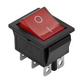 Выключатель клавишный красный с подсветкой 6 контактов 250В 16А вкл-вкл (тип RWB-506 SC-767) 26841 3 REV