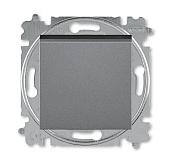 Переключатель кнопочный одноклавишный LEVIT скрытой установки 10А проходной схема 6 механизм с накладкой сталь / дымчатый чёрный 2CHH598645A6069 ABB