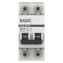 Выключатель нагрузки ВН-29 2П 63А 400В на DIN-рейку Basic (SL29-2-63-bas) EKF