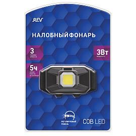 Фонарь светодиодный   3Вт COB Headlight 1201 налобный батарейка 3хААА 3 режима 29087 2 REV Ritter