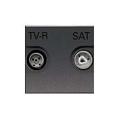 Розетка TV-R-SAT телевизионная + спутник одиночная с накладкой, Zenit антрацит N2251.3 AN  2CLA225130N1801 ABB (1м)