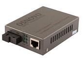 Медиаконвертер оптический Fast Ethernet для передачи Ethernet по одному волокну одномодового оптического кабеля до 20км (по многомодовому кабелю до 1,5км). OMC-100-11S5a OSNOVO