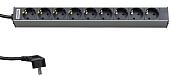 Hyperline SHT19-9SH-2.5EU Блок розеток для 19" шкафов, горизонтальный, 9 розеток Schuko (16A), 230 В, кабель питания 1.5мм2, длина 2.5 м, с вилкой Schuko, 482.6 ммx44.4 ммx44.4 мм (ДхШхВ)