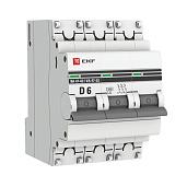 Выключатель автоматический 6А 3П трехполюсный характеристика D 4,5kA тип AC ВА47-63 PROxima mcb4763-3-06D-pro EKF