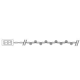 Гирлянда светодиодная линейная Роса, CL570 20 LED синий, батарейки 2*АА, 2м + 0.5м, прозрачный шнур, IP20 32367 Feron