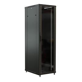 Шкаф напольный 22U 1166x600х800 мм (ВхШхГ) передняя стеклянная дверь со стал. перфорированными боковинами задняя дверь сплошная черный (RAL 9004) (разобранный) WRline WR-TT-2268-AS-RAL9004