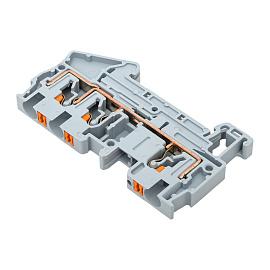 Клеммная колодка пружинная 4 Push-in 3 вывода серая