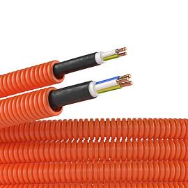 Труба гофрированная ПНД гибкая  д.16 мм, цвет оранжевый, с кабелем ВВГнг(А)-LS 3х1,5мм# РЭК ГОСТ+, 100м 7L916100 DKC