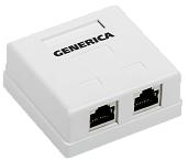 Розетка RJ45+RJ45 компьютерная настенная кат.5E FTP 2 порта GENERICA белый CS2-1C5EF-22-G IEK