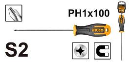 Отвертка крестовая PH1*100мм S2 INGCO INDUSTRIAL HS68PH1100