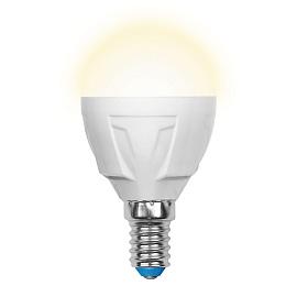 Лампа светодиодная 7 Вт E14 G45 3000К 600Лм матовая 175-250В шар Palazzo ( LED-G45-7W/WW/E14/FR PLP01WH ) UL-00000773 Uniel