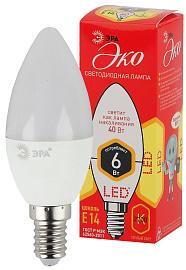 Лампа светодиодная 6 Вт E14 B35 2700К 480Лм матовая 220-240В свеча ( ECO LED B35-6W-827-E14 ) Б0020618 ЭРА