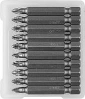 Биты  кованые, хромомолибденовая сталь, тип хвостовика E 1/4", PZ1, 50мм, 10шт ЗУБР "МАСТЕР" 26003-1-50-10