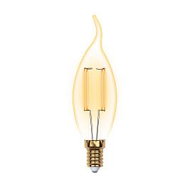 Лампа светодиодная 5 Вт E14 CW35 2200К 420Лм прозрачная 220-240В свеча на ветру филаментная LED UL-00002397 Uniel