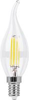 Лампа светодиодная 5 Вт E14 C35T 4000К 550Лм прозрачный 230В свеча на ветру белый 25576 Feron