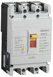 Выключатель автоматический 160А 3П трехполюсный характеристика 20кА GENERICA SAV20-3-0160-G IEK