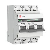 Выключатель автоматический 25А 3П трехполюсный характеристика C 4,5kA тип AC ВА47-63 PROxima mcb4763-3-25C-pro EKF