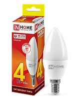 Лампа светодиодная LED-СВЕЧА-VC 4Вт Е14 3000К 360Лм 230В 4690612030173 IN HOME