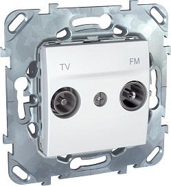 Розетка ТV+FM телевизионная+радио Unica скрытой установки одиночная механизм с накладкой белый MGU5.451.18ZD Schneider Electric