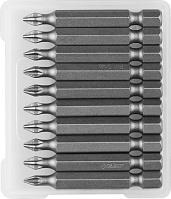 Биты  кованые, хромомолибденовая сталь, тип хвостовика E 1/4", PH1, 50мм, 10шт ЗУБР "МАСТЕР" 26001-1-50-10