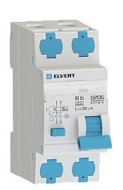 Выключатель автоматический дифференциального тока АВДТ 16А 2П двухполюсный характеристика B 30мА D206 тип А D20623BA-16 ELVERT