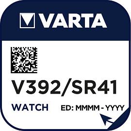 Элемент питания V392 (SR736W, SR41, G3) д/часов (00392 101 111) батарейка оксид-серебряная 392101111 VARTA