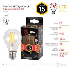 Лампа светодиодная Е27 15Вт 2700К 1950Лм F-LED A60-15W-827-E27 филамент груша теплый белый свет Б0046981 ЭРА