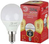 Лампа светодиодная 6 Вт E14 P45 2700К 480Лм матовая 220-240В шар ( ECO LED P45-6W-827-E14 ) Б0020626 ЭРА