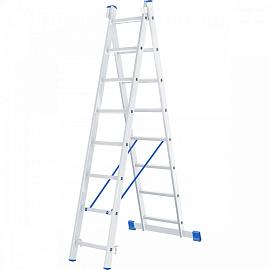Лестница двухсекционная  2х8 ступеней, 2,21-3,64 м; алюминий СИБРТЕХ 97908