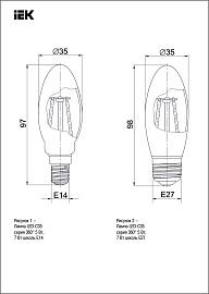 Лампа светодиодная 5 Вт LED C35 свеча прозрачная 230В 4000К E14 серия 360° LLF-C35-5-230-40-E14-CL IEK