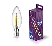 Лампа светодиодная 7 Вт E14 TC37 4000K 730Лм прозрачная 220В свеча витая филаментная DECO Premium, нейтральный свет 32493 5 REV