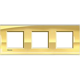 Рамка для розеток и выключателей прямоугольная, 3 поста, цвет Золото Livinglight LNA4802M3OALegrand
