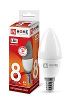 Лампа светодиодная LED-свеча-VC 8Вт 230В E14 6500К 600Лм 4690612024806 IN HOME